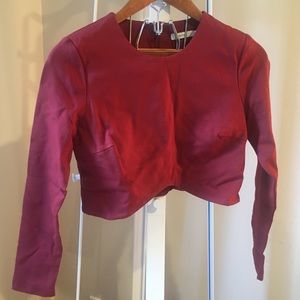 Talulah Burgundy Crop Top Scalloped front Hem
